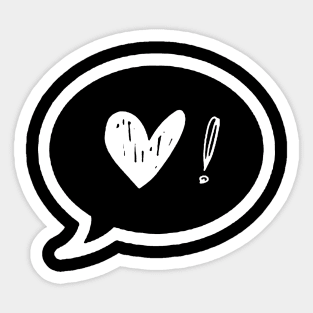 White heart and an exclamation point Sticker